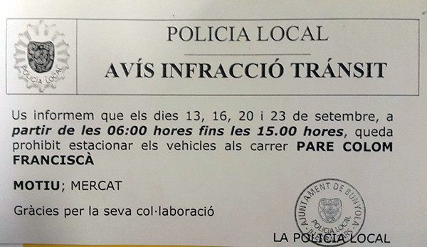 Limitacions d'estacionament amb motiu de les festes