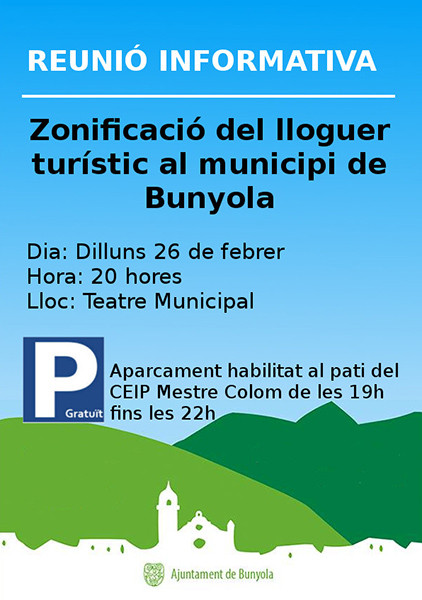 Xerrada informativa i debat ciutadà sobre Zonificació i lloguer turístic a Bunyola