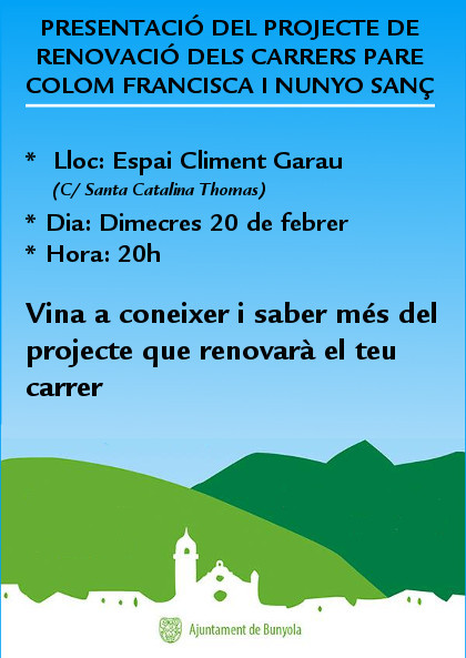 Presentació del projecte de renovació dels carrers Pare Colom Franciscà i Nunyo Sanç