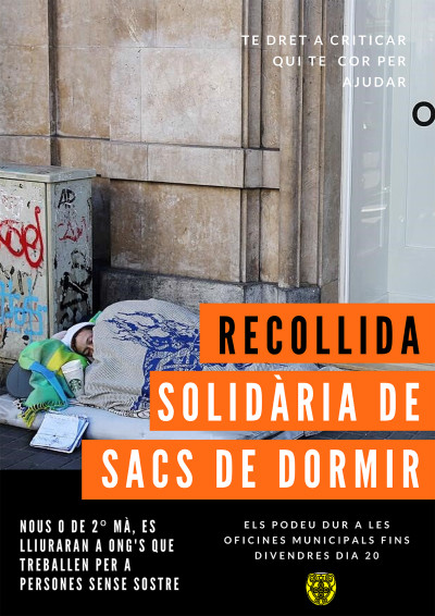 Campanya solidària de recollida de sacs de dormir per a gent sense sostre