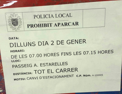 Canvi d'estacionament a partir de dia 2 de gener