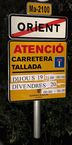 Tallada la carretera d'Orient