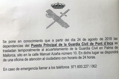 Canvi d'ubicació de la Guàrdia Civil