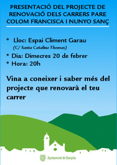Presentació del projecte de renovació dels carrers Pare Colom Franciscà i Nunyo Sanç