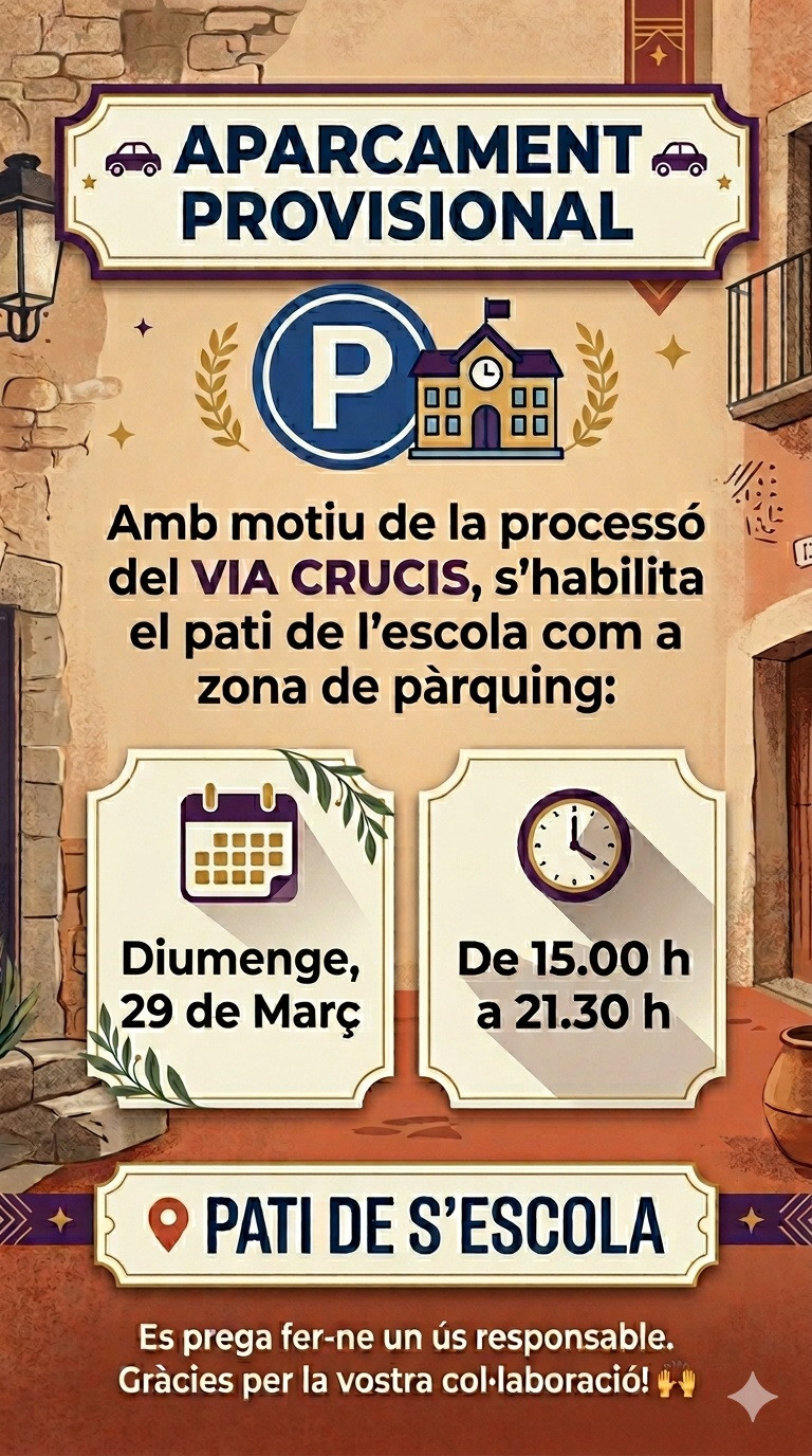 Aparcament provisional amb motiu Via Crucis